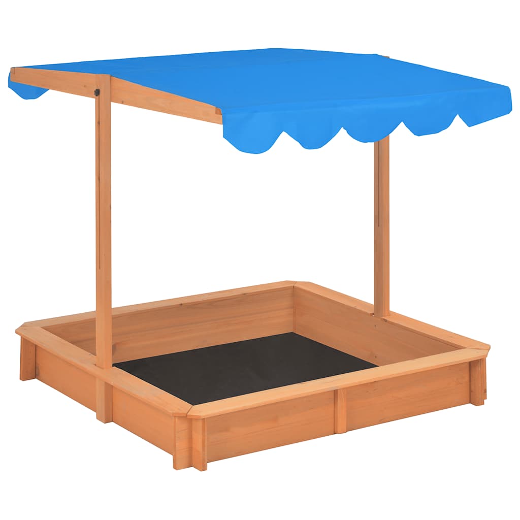 Sandkasten Mit Verstellbarem Dach Tannenholz 115X115X115 Cm