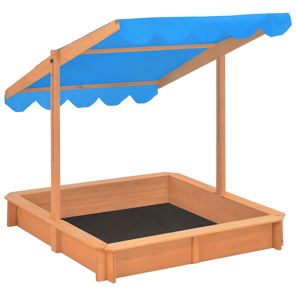 Sandkasten Mit Verstellbarem Dach Tannenholz 115X115X115 Cm