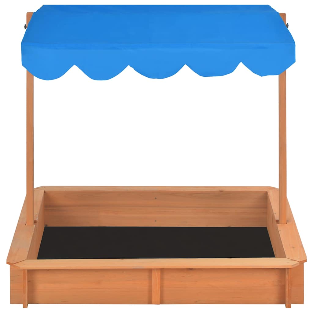 Sandkasten Mit Verstellbarem Dach Tannenholz 115X115X115 Cm