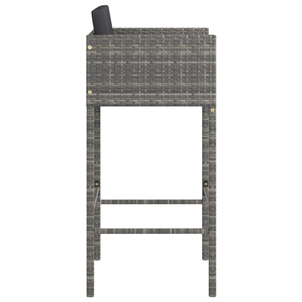 Barhocker 2 Stk. Mit Kissen Poly Rattan