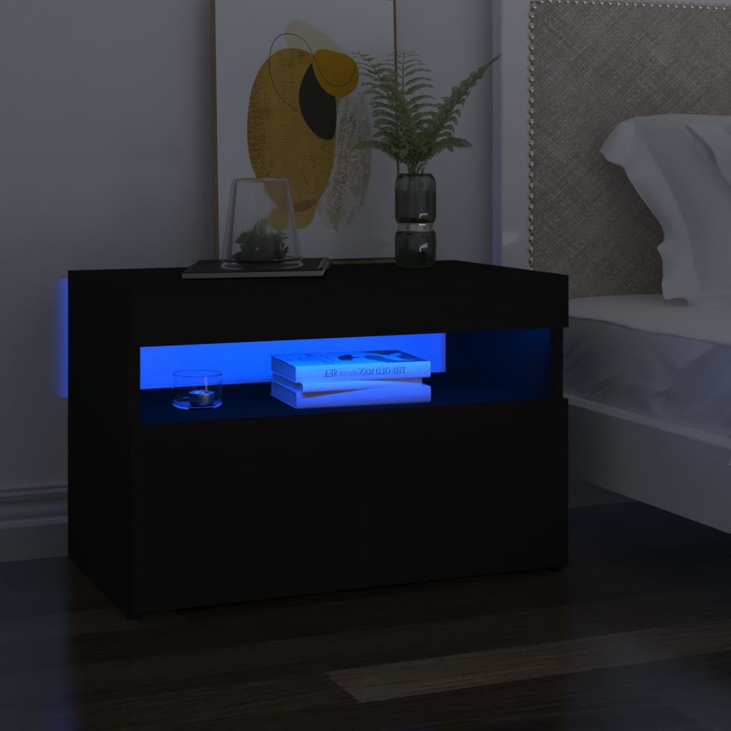 Nachttisch Mit Led-Leuchten -Optik 60X35X40 Cm