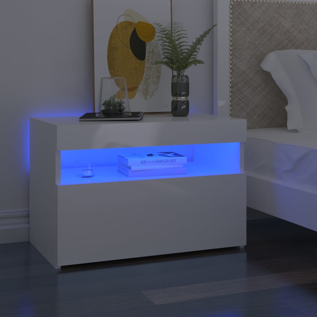 Nachttisch Mit Led-Leuchten -Optik 60X35X40 Cm
