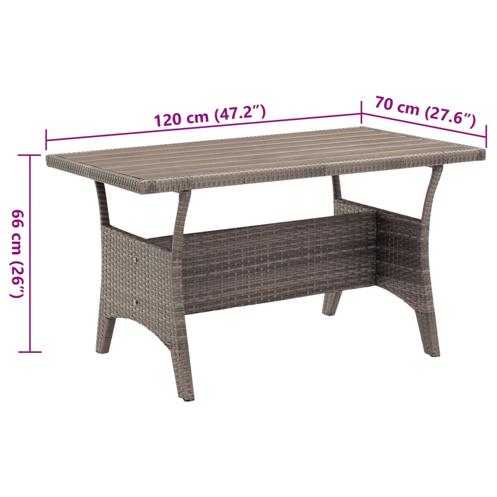 Gartentisch Grau Poly Rattan