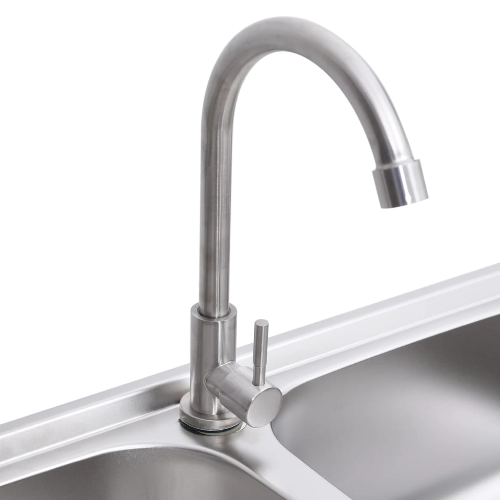 Camping-Spüle Mit Doppelbecken Und Wasserhahn Edelstahl