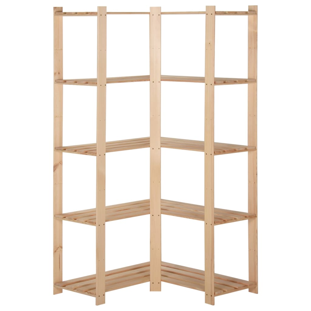 Eck-Lagerregal Mit 5 Böden 82,5X82,5X170 Cm Massivholz Kiefer