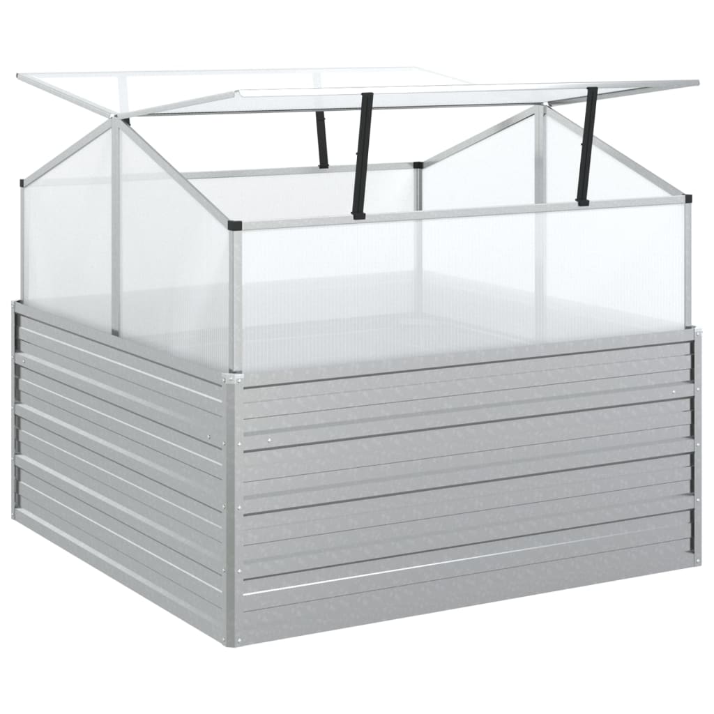 Garten-Hochbeet Mit Gewächshaus 100X100X85 Cm Silber