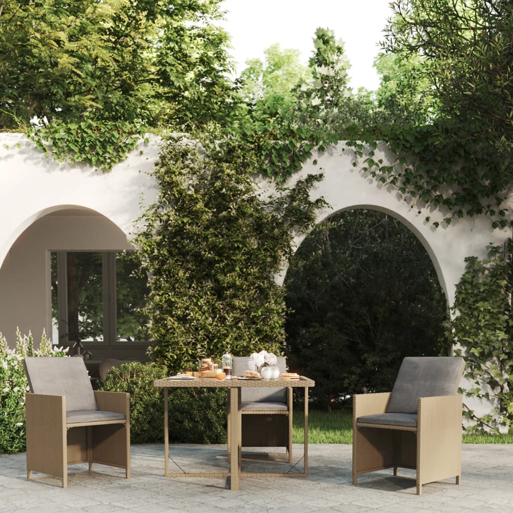 Gartentisch 109X107X74 Cm Poly Rattan Und Glas