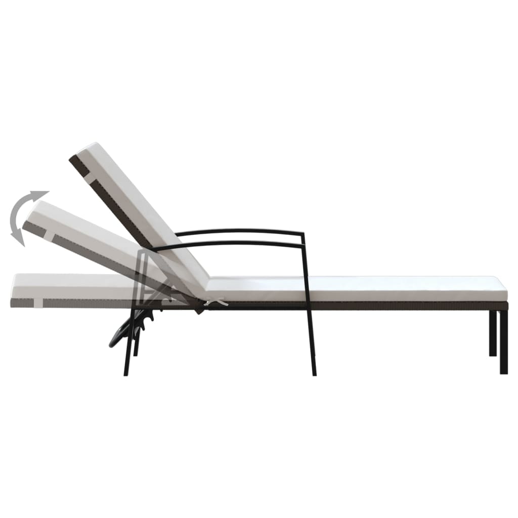 Sonnenliegen 2 Stk. Mit Tisch Poly Rattan