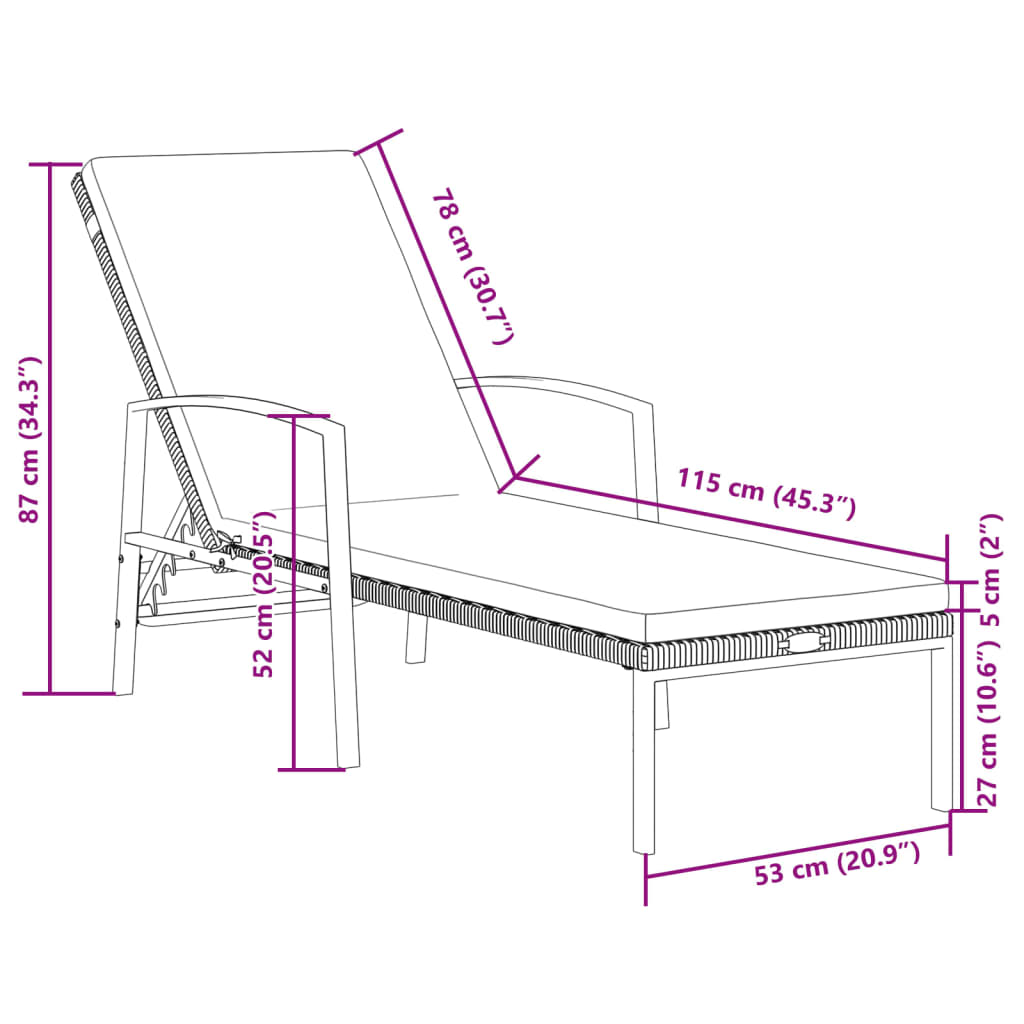 Sonnenliegen 2 Stk. Mit Tisch Poly Rattan