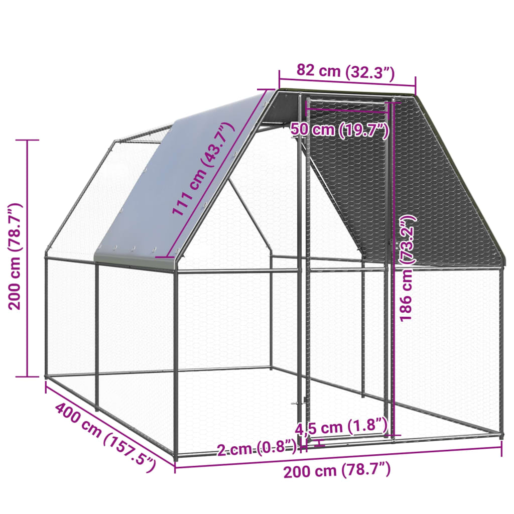 Outdoor-Hühnerkäfig Verzinkter Stahl