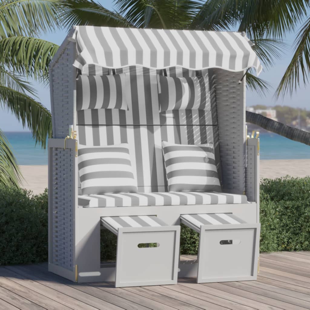 Strandkorb Mit Kissen Poly Rattan Massivholz Anthrazit