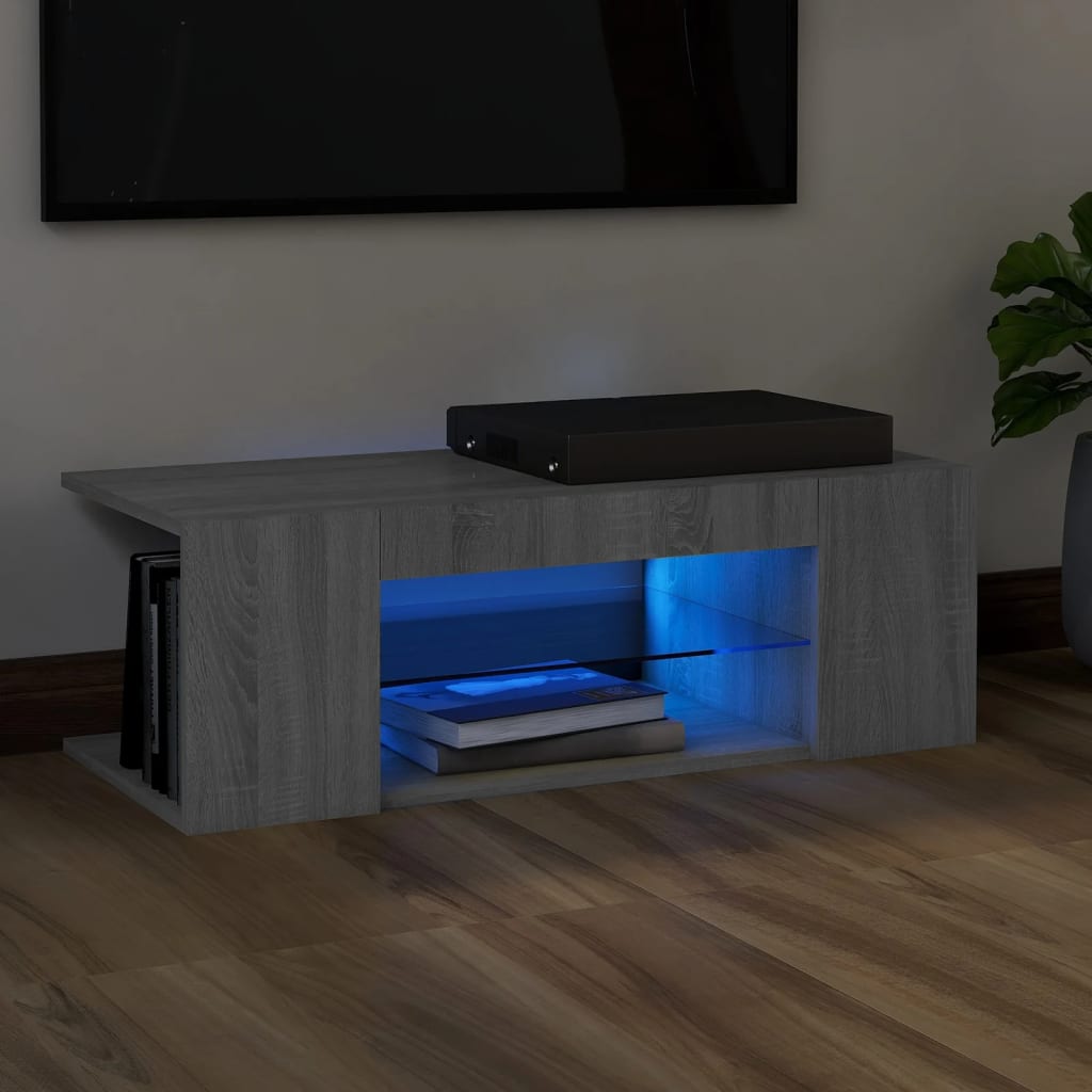 Tv-Schrank Mit Led-Leuchten Artisan-Eiche 90X39X30 Cm