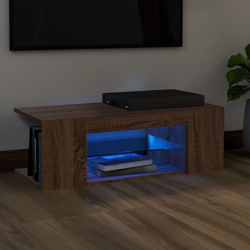 Tv-Schrank Mit Led-Leuchten Artisan-Eiche 90X39X30 Cm