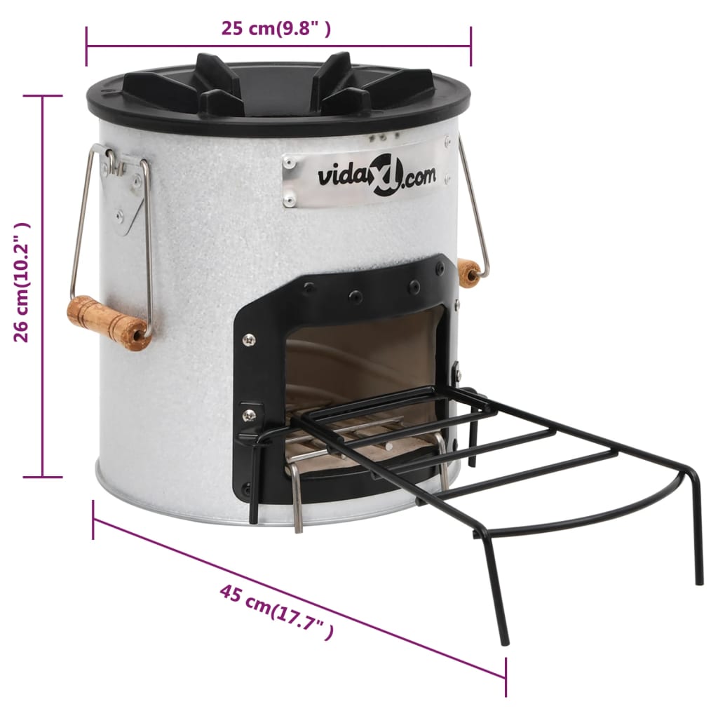 Camping-Ofen Silbern 45X25X26 Cm Stahl