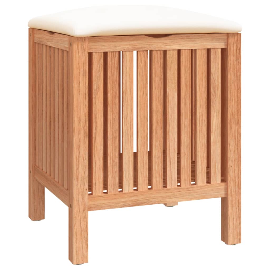Badhocker 40,5X40X52 Cm Massivholz Nussbaum Weiß