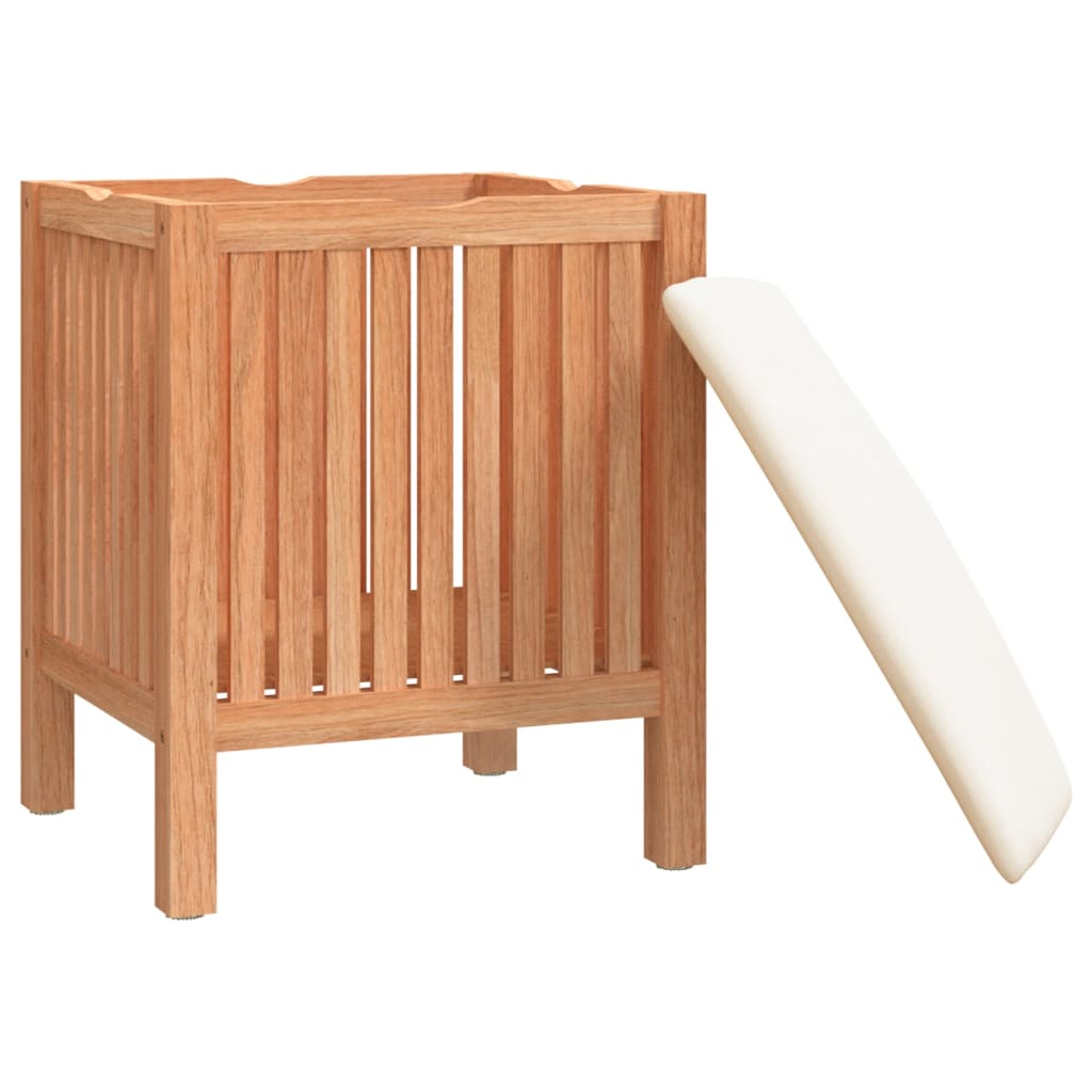 Badhocker 40,5X40X52 Cm Massivholz Nussbaum Weiß