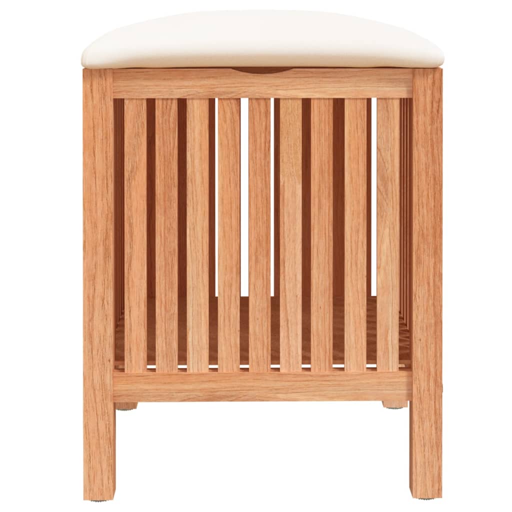 Badhocker 40,5X40X52 Cm Massivholz Nussbaum Weiß