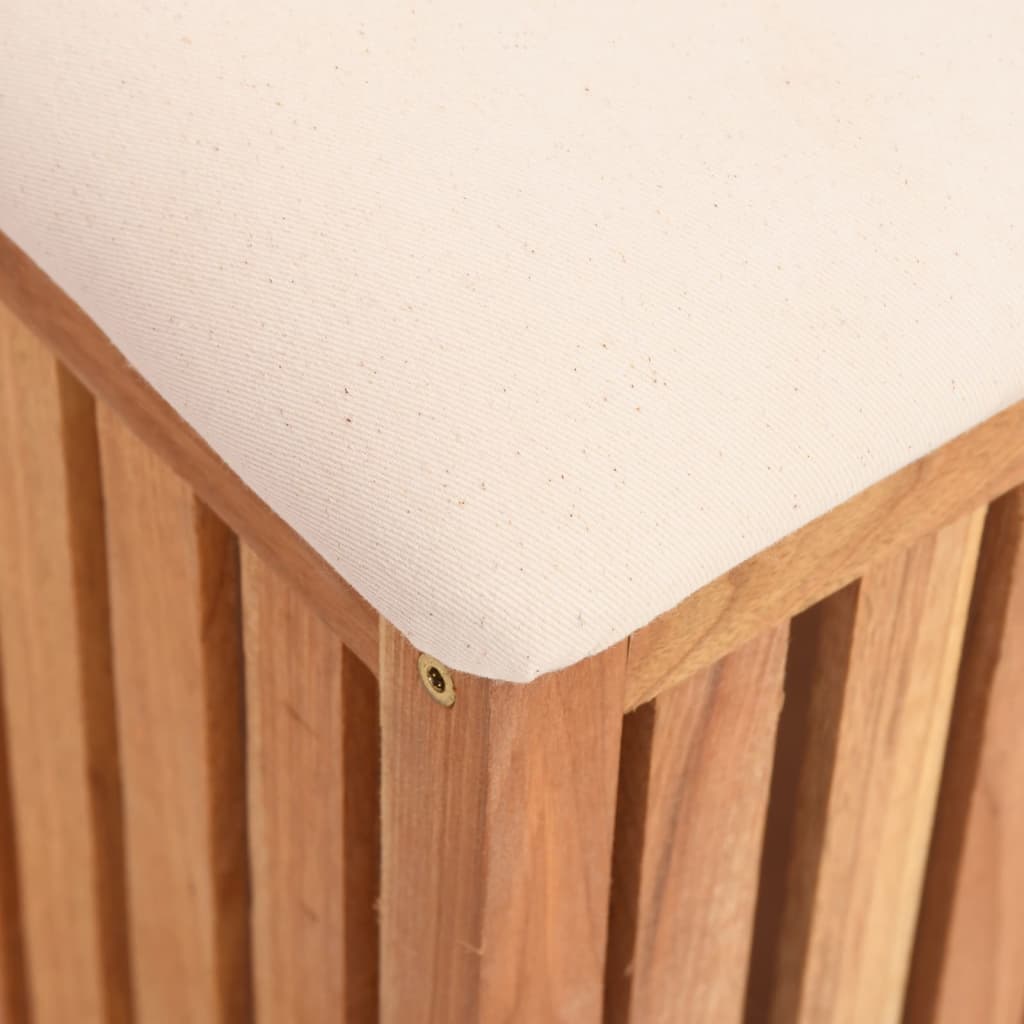 Badhocker 40,5X40X52 Cm Massivholz Nussbaum Weiß