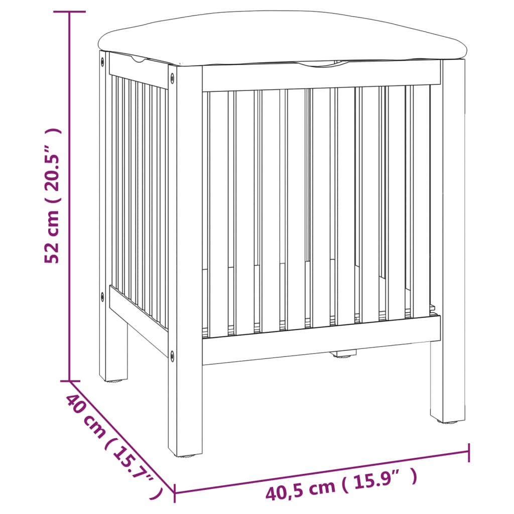 Badhocker 40,5X40X52 Cm Massivholz Nussbaum Weiß