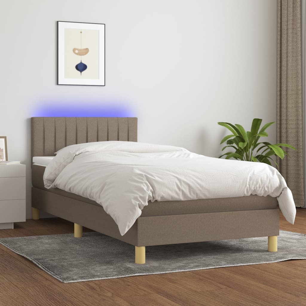 Boxspringbett Mit Matratze & Led Stoff Taupe