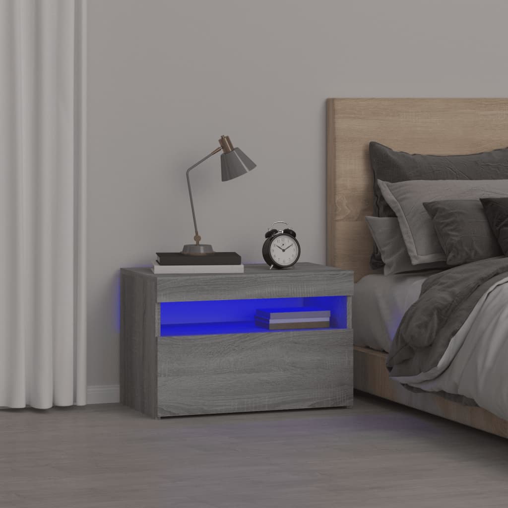 Nachttisch Mit Led-Leuchten -Optik 60X35X40 Cm