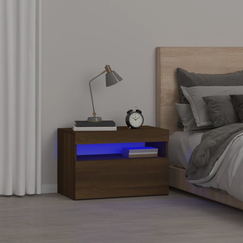 Nachttisch Mit Led-Leuchten -Optik 60X35X40 Cm