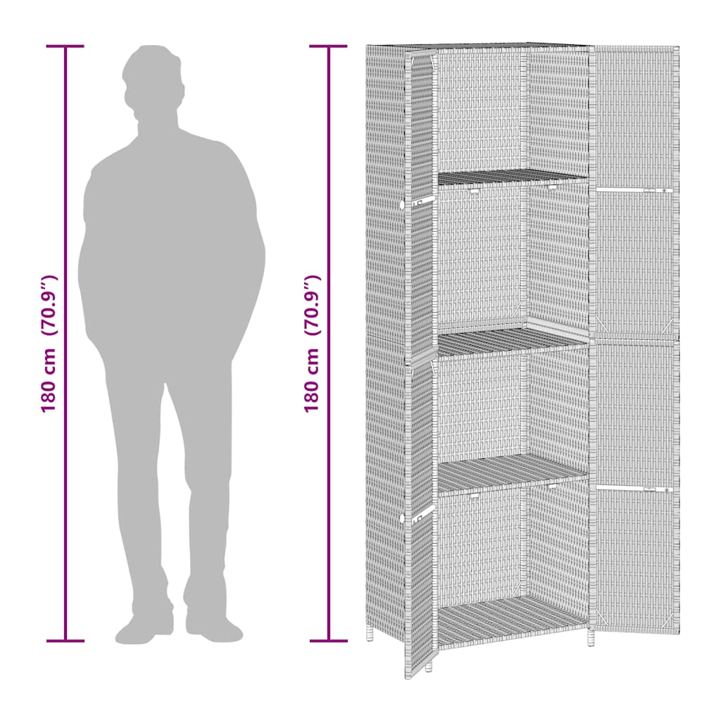 Gartenschrank 59X40X180 Cm Poly Rattan