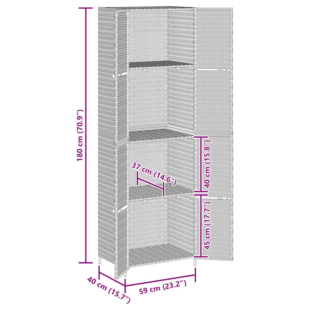 Gartenschrank 59X40X180 Cm Poly Rattan