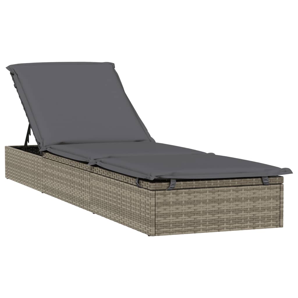 Sonnenliegen 2 Stk. Mit Tisch Poly Rattan