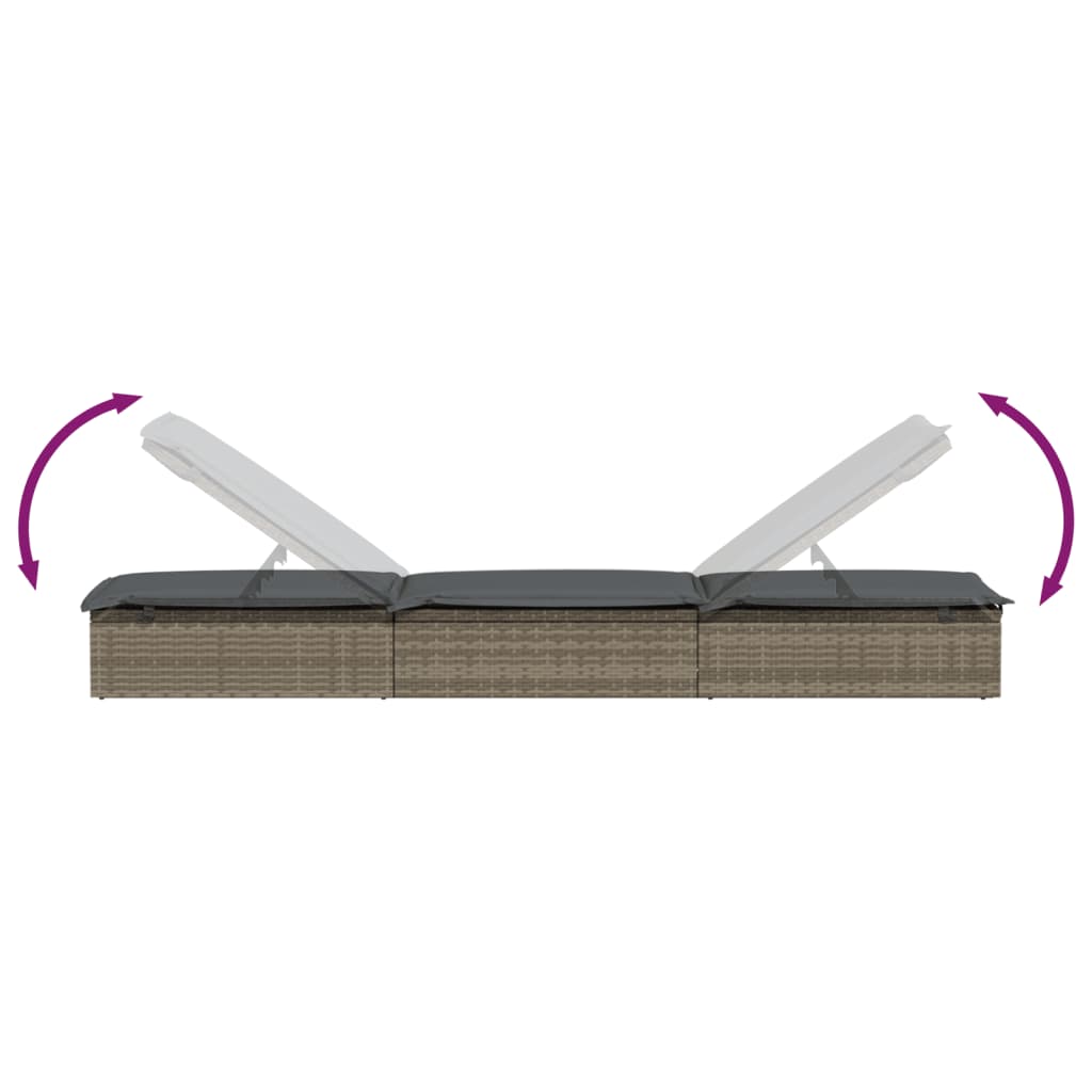 Sonnenliegen 2 Stk. Mit Tisch Poly Rattan