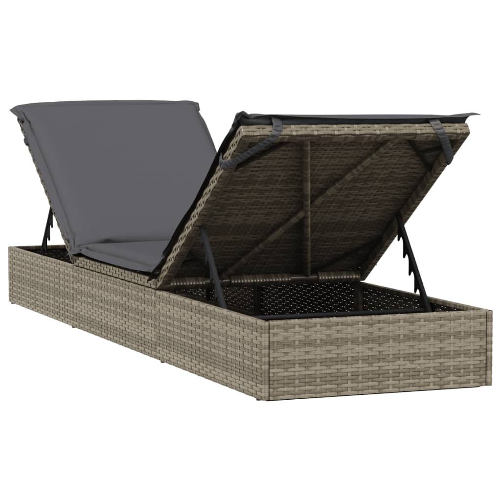 Sonnenliegen 2 Stk. Mit Tisch Poly Rattan