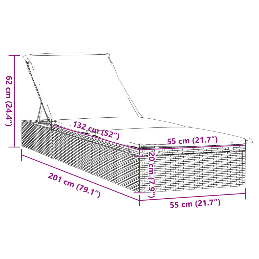 Sonnenliegen 2 Stk. Mit Tisch Poly Rattan