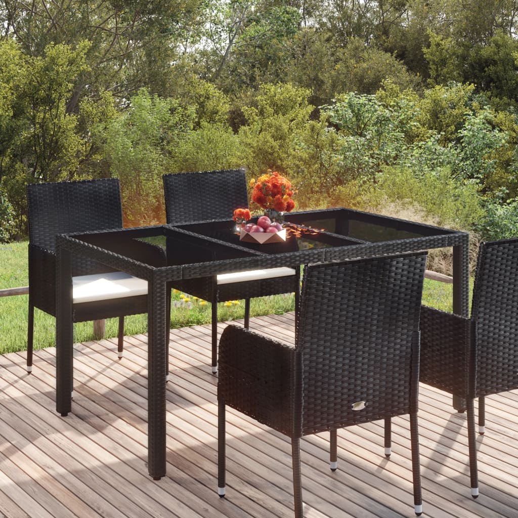 Gartentisch Mit Poly Rattan Schwarz