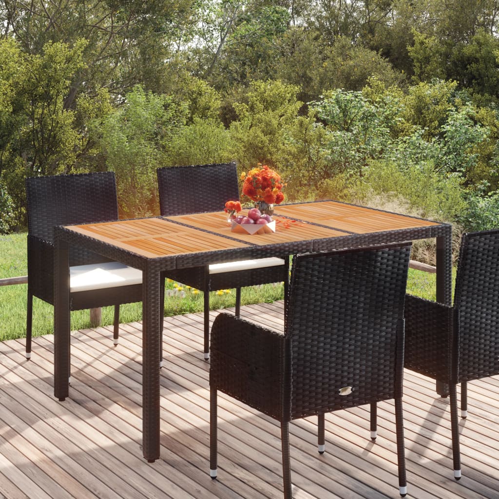 Gartentisch Mit Poly Rattan Schwarz