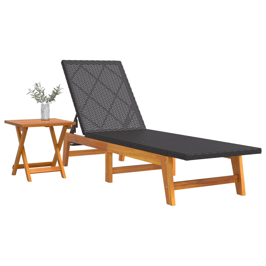 Sonnenliege Mit Tisch Poly Rattan Und Massivholz Akazie