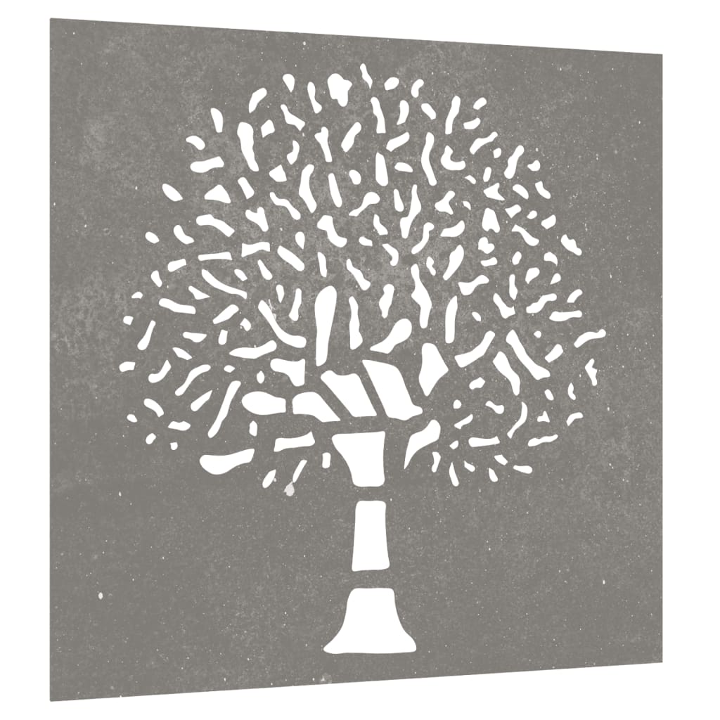 Garten-Wanddeko 55X55 Cm Cortenstahl Baum-Design
