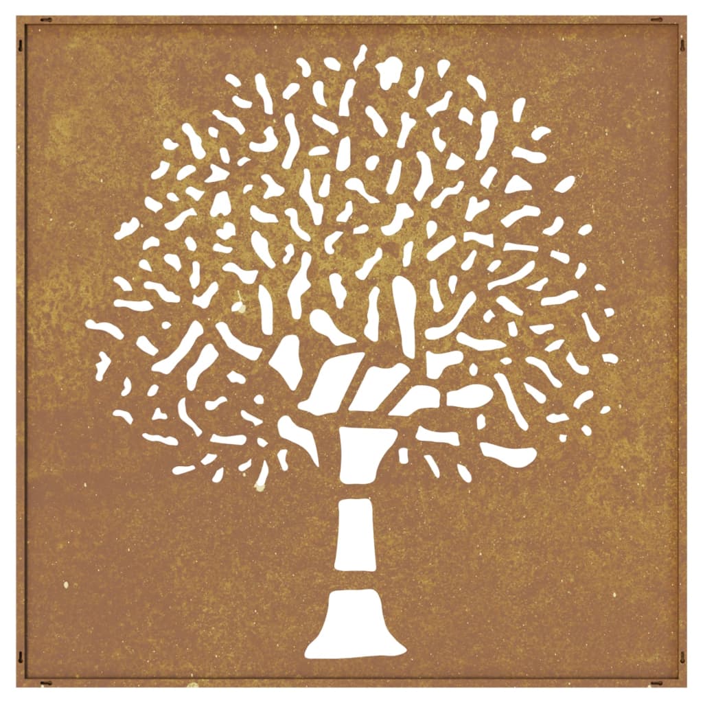 Garten-Wanddeko 55X55 Cm Cortenstahl Baum-Design
