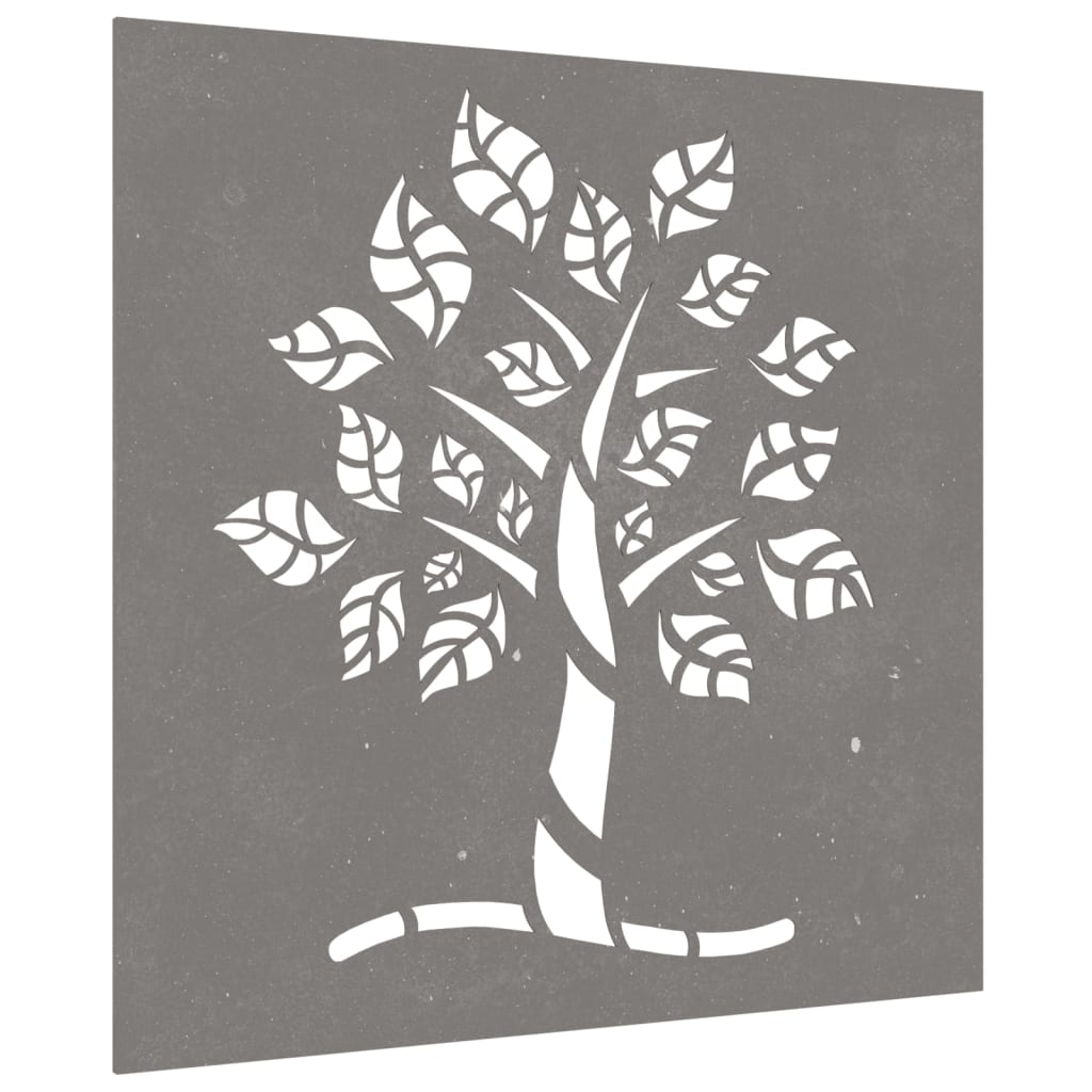 Garten-Wanddeko 55X55 Cm Cortenstahl Baum-Design Witterungsbeständiger Stahl/Braun