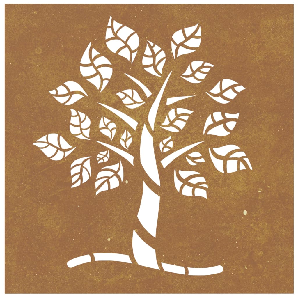 Garten-Wanddeko 55X55 Cm Cortenstahl Baum-Design Witterungsbeständiger Stahl/Braun