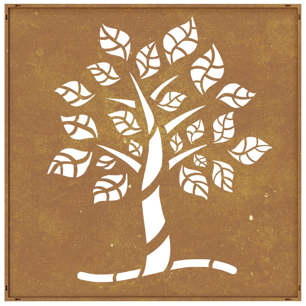 Garten-Wanddeko 55X55 Cm Cortenstahl Baum-Design Witterungsbeständiger Stahl/Braun