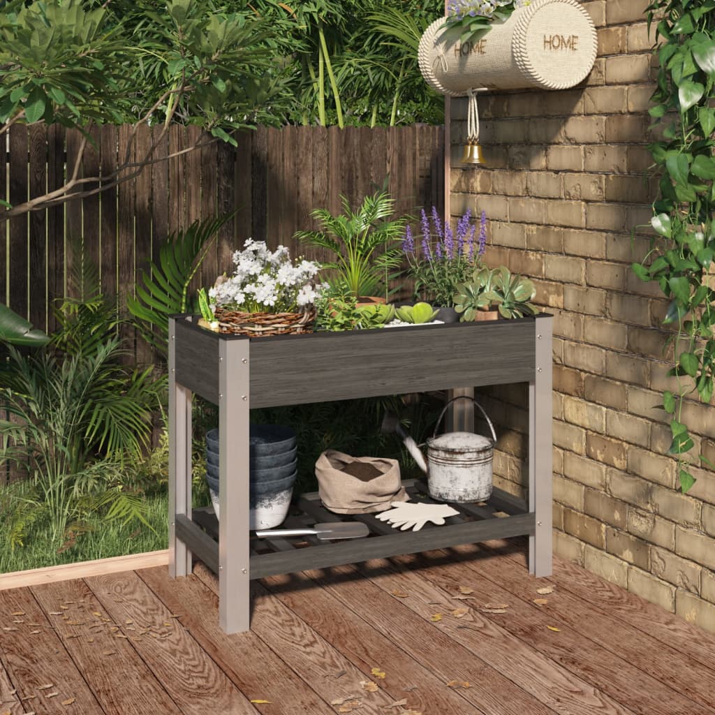 Garten-Hochbeet Mit Ablage Grau Wpc
