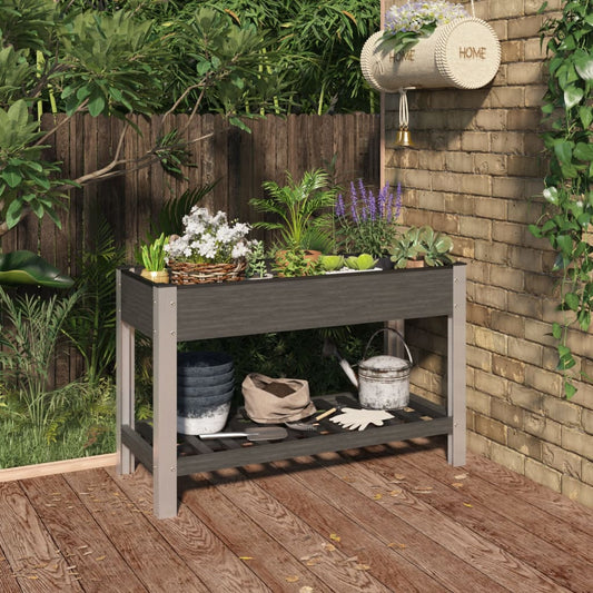 Garten-Hochbeet Mit Ablage Grau Wpc