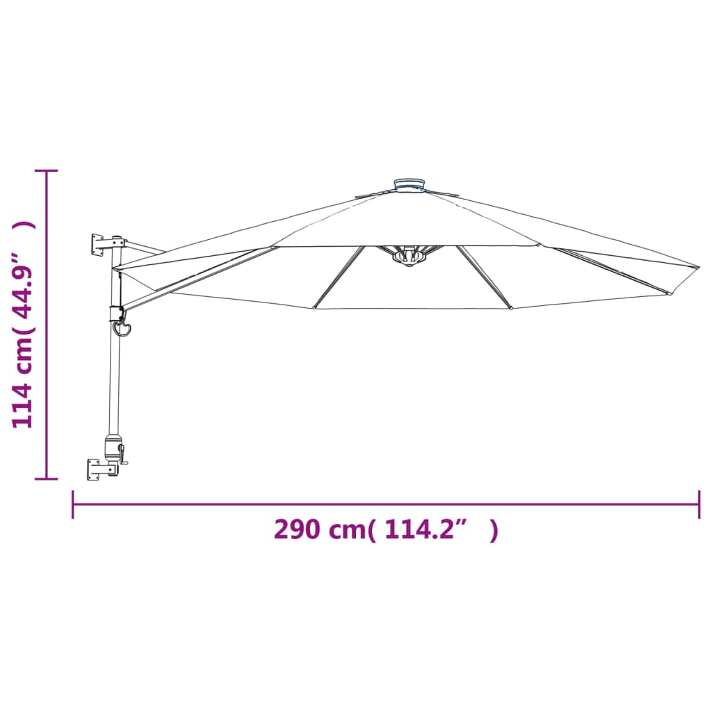 Wand-Sonnenschirm Mit Leds Knall 290 Cm