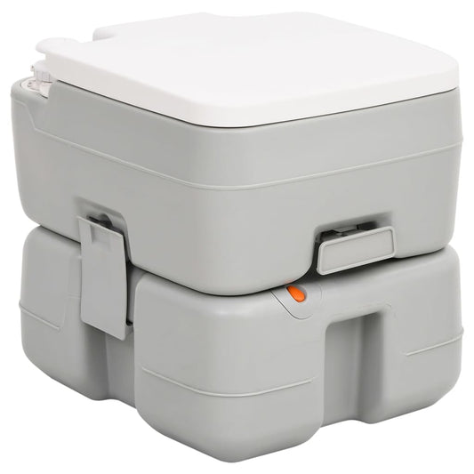 Camping-Toilette Tragbar Grau Und Weiß 15+10 L Hdpe