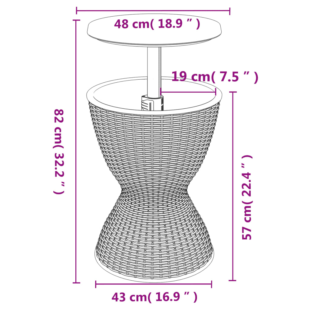 3-In-1 Tisch Mit Eiskühler Hell Polypropylen