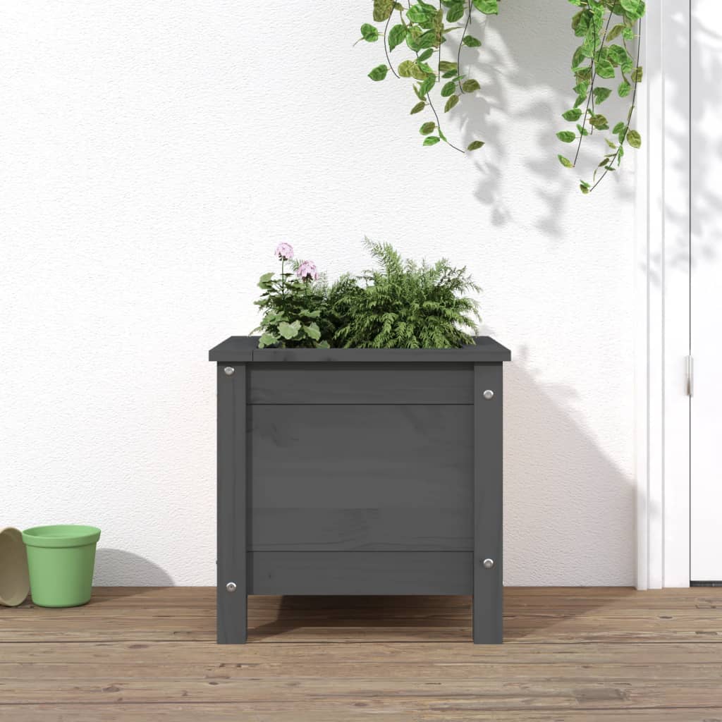 Hochbeet Grau 119,5X82,5X78 Cm Massivholz Kiefer