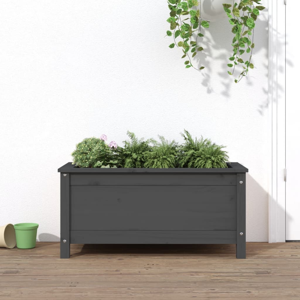 Hochbeet Grau 119,5X82,5X78 Cm Massivholz Kiefer