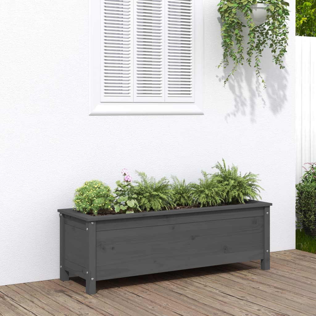 Hochbeet Grau 119,5X82,5X78 Cm Massivholz Kiefer