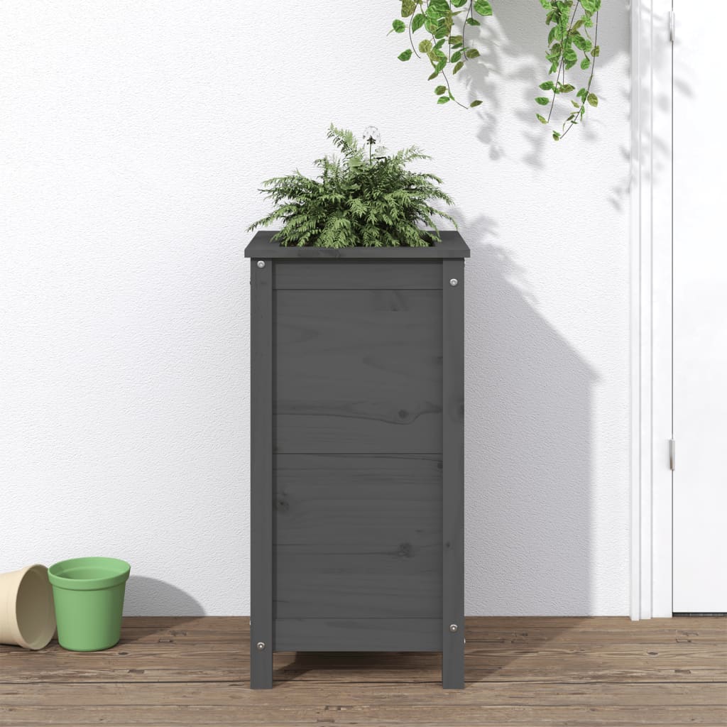 Hochbeet Grau 119,5X82,5X78 Cm Massivholz Kiefer