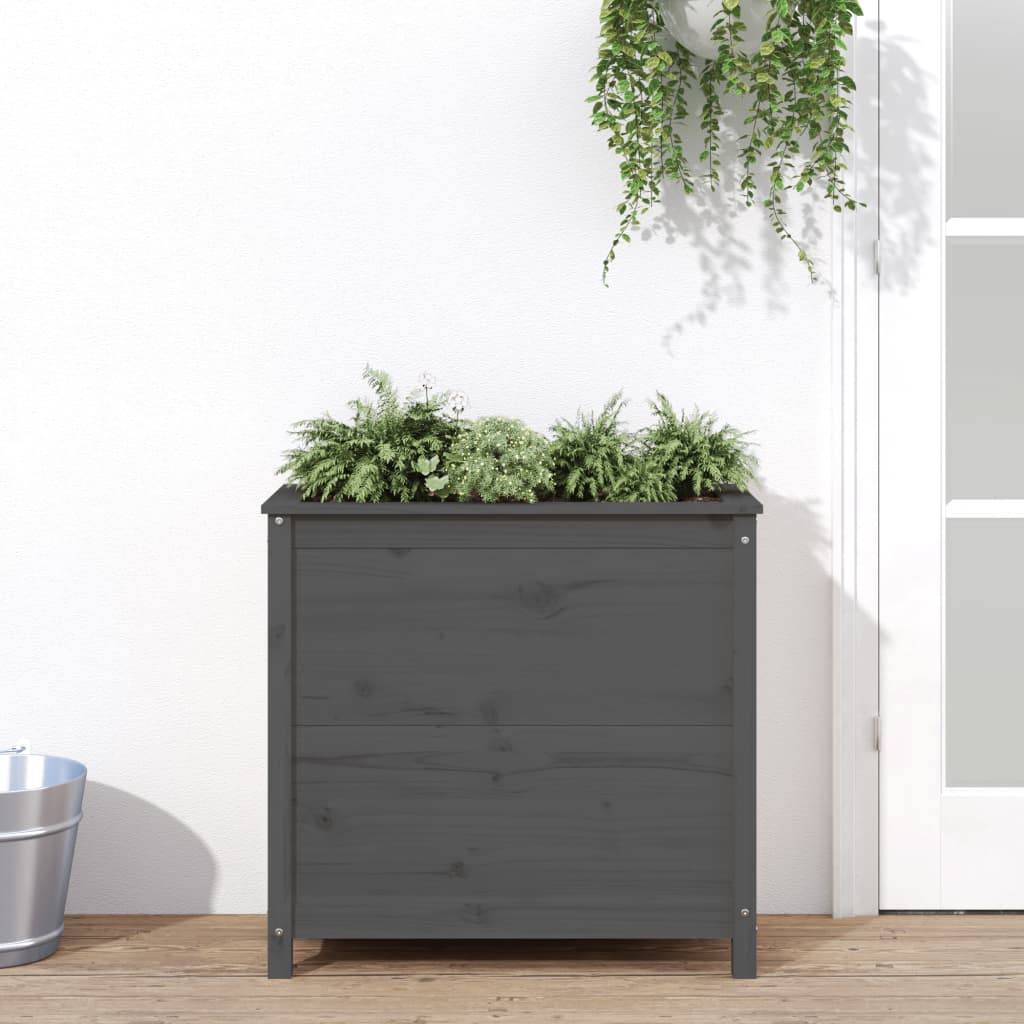 Hochbeet Grau 119,5X82,5X78 Cm Massivholz Kiefer